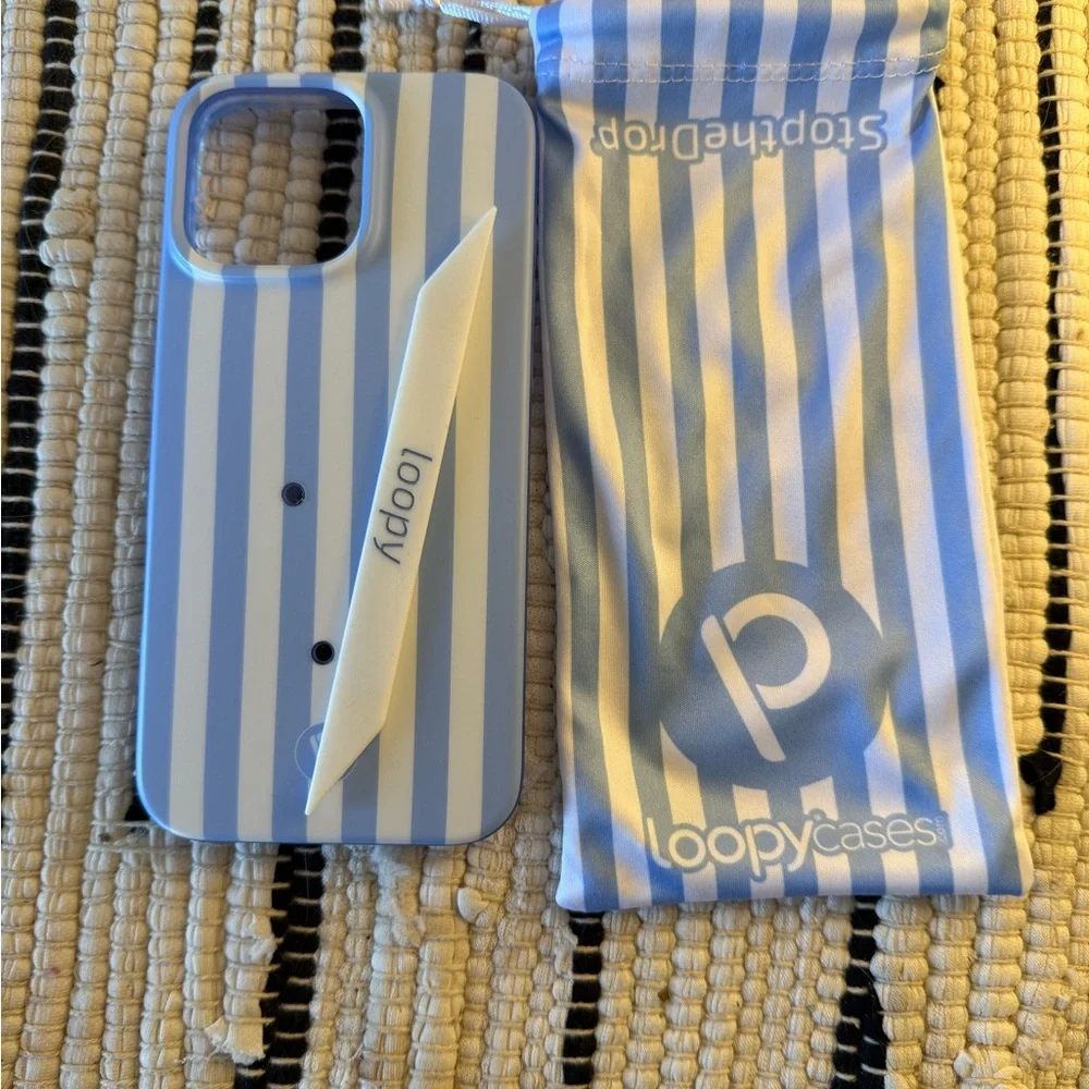 Loopy Case Sky Blue and White Striped Phone Cover - Picture 1 of 4